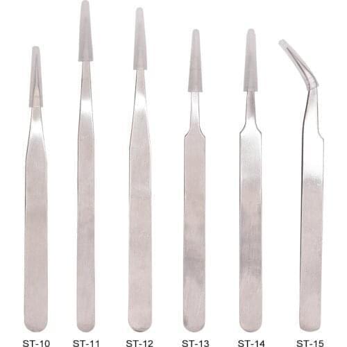 Good Quality ST - 10 11 12 13 14 15 Silver Nipper 1.5mm 201 Stainless Steel ST Tweezers Repair Tool Factory Wholesale Accpet OEM