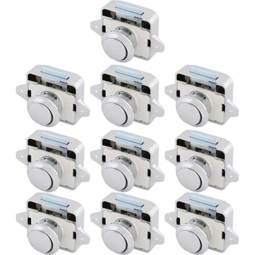 JFBL Hot 10Pcs Zinc Alloy Push Button Drawer Catch Lock Keyless Door Cupboard Latch Knob for Cabinet/RV/Boat