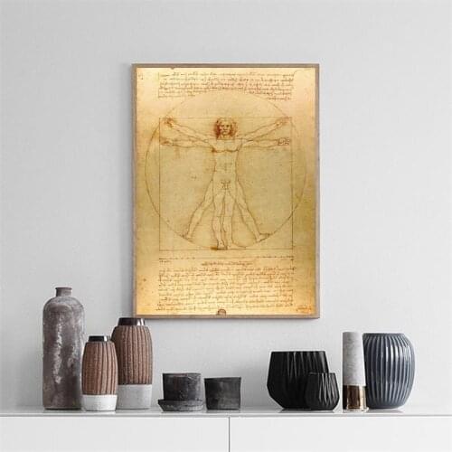 Uomo Vitruviano Vitruvian Man Leonardo Da Vincis Work Spray Canvas Painting Wall Art Painting Pictures Human Dissection Italy