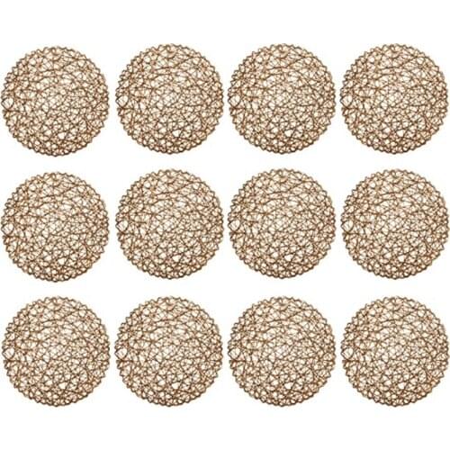 Round Paper Woven Placemats,Decorative Rope Mesh Place Mats for Dining, Party and Wedding 12PCS