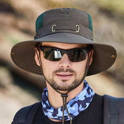Summer Fishing Hats Men Anti-UV Sunshade Breathable Hiking Cap Male Fisherman Bucket Hat Waterproof Quick Dry Beach Cap