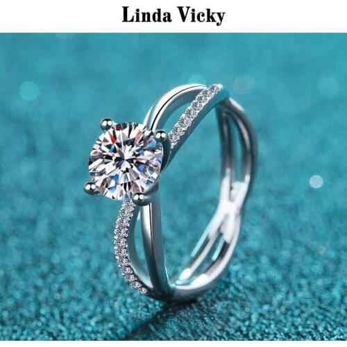 LINDA VICKY 925 Sterling Silver Ring 2021 Pass Diamond Test Girl Precious Jewelry Perfect Cutting 1ct VVS Moissanite Women Rings