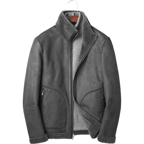 Real Fur Coat Winter Jacket Men Real Sheep Shearling Fur Wool Coat Men Double-side Wear Leather Jackets 12CHA181091Y MY1974