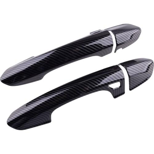 1 Pair Car ABS Door Handle Cover Trim Fit for Ford Mustang 2015 2016 2017 2018 2019 2020 Carbon Fiber Style Decoration