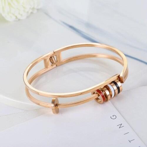New Arrival Fashion Rose Gold Color 316L Stainless Steel Bracelets Bangle Nickel Free Jewelry for Women Best Gift