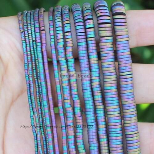 Very Shining ! 380pcs Natural Hematite Frost/Matt Multicolor HaiXi/Disc Shape1.5-6mm Loose beads 15inch,For DIY Jewelry making