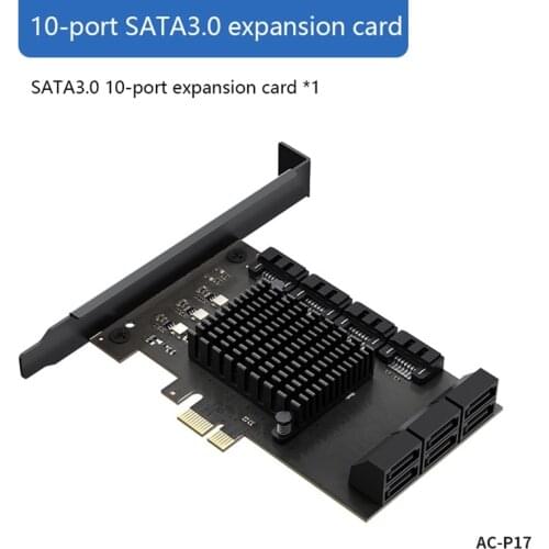 10 Ports PCIE Riser Card SATA Adapter Card PCIE X1 to SATA3.0 6Gb/S Hard Disk Expansion Card for BTC Miner Mining