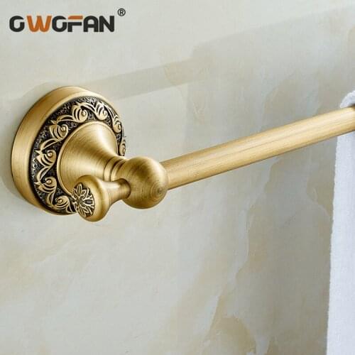 Towel Bars Luxury Bathroom All Copper Single Towel Bar Holder Wall Mounted Towel Bars Antique Bathroom Accessories DG-8311F