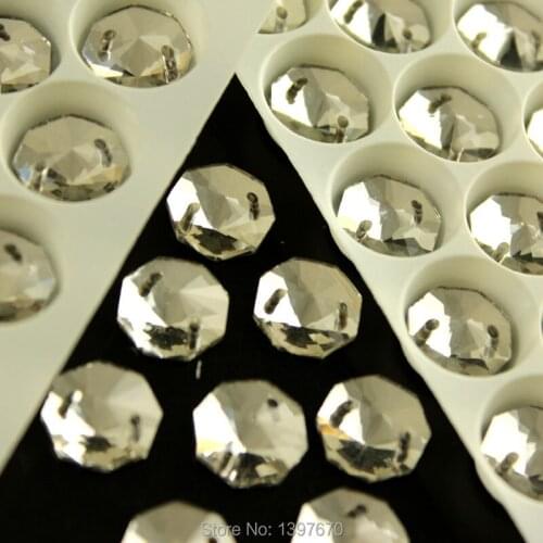 Sew On Rhinestones Crystal Color Round Octagon Flatback Sewing Stone Glass Crystal With 2 Holes