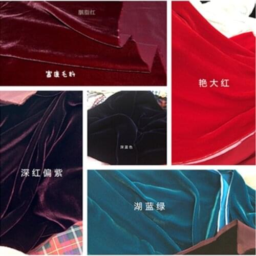 Luxury real velvet fabrics Red mulberry silk velvet dress fabric qipao dress cloth/100*110cm