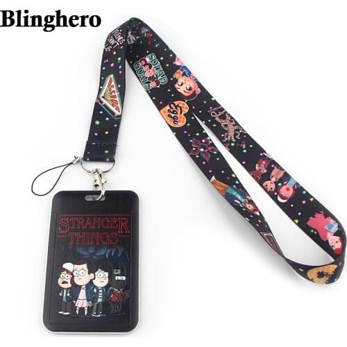 CB075 Stranger Things Cartoon Lanyard Credit Card Name ID Holder Student Bus Business Card Cover Badge Holder