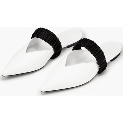 Simple Fashionable Flat Bottom Women Slippers Summer Pointed V-mouth Fold Belt Muller Shoes Versatile Comfortable Womens Shoes