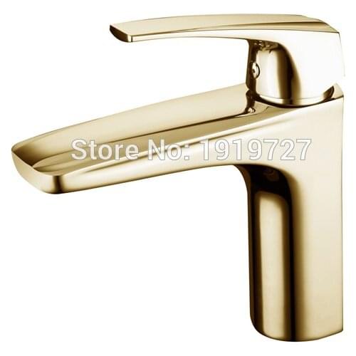 Vidric New Arrival Unique Design Luxurious Bathroom Sink Faucet Product Golden Plate Finish Single Hole Gold Faucet 12L/Min Basi