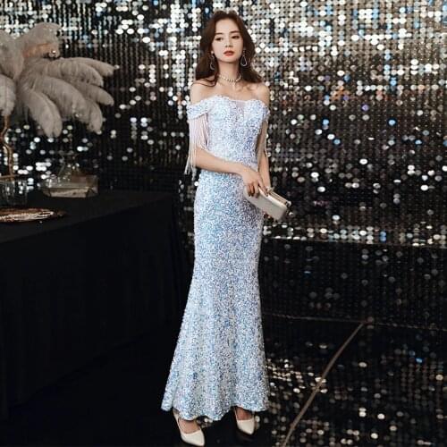 Special Occasion Dresses Vintage Boat Neck Short Sequined Beading A-Line Backless Silver Off The Shoulder Women Prom Gown E886