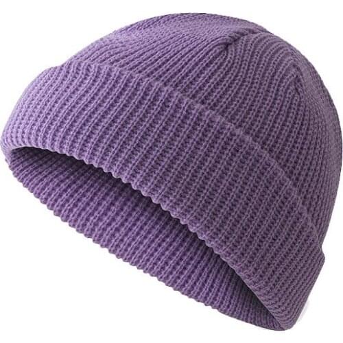 Knitted Beanies Korean Style Solid Color Men Women Caps Dome Warm Short Autumn Winter Hip Hop Simple Elastic All-Match Hats