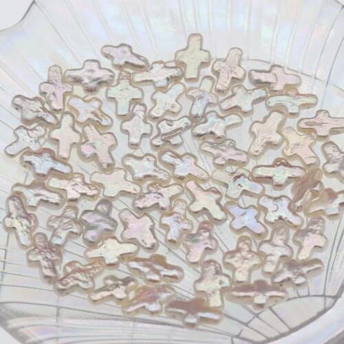 Cross-shaped Freshwater Baroque Pearl White Fashion Elegant Loose Beads DIY Jewelry Necklace Earrings Accessories Size 8-9 Mm