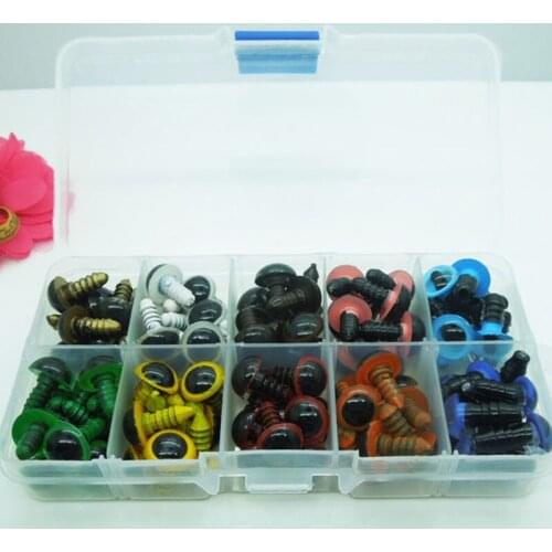 Plastic eyes 12mm Mixed Color Safety Eyes / Plastic Doll eyes For Bear Doll Animal Puppet Making - 100 pcs/lot with box