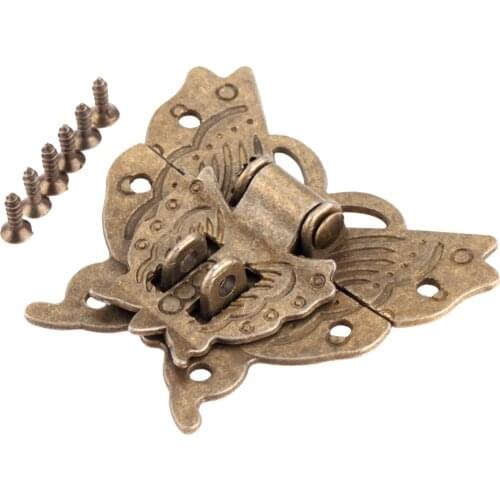 1Pc 59x53mm Antique Bronze Butterfly Hasp Latch Jewelry Wooden Box Clasp Case Locks Cabinet Buckle Lock Hasps Furniture Hardware