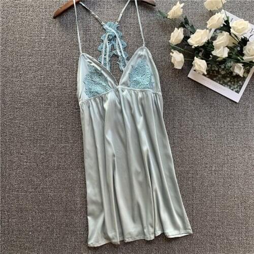 Ice Silk Sleepwear Girl Summer Sexy Suspenders Backless Attractive Imitation Silk Nightdress Sexy Midnight Charm Nightdress