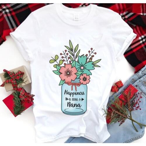 Happiness Is Being A Nana Print Women Casual Ladies Basic O-collar Harajuku Top Short Sleeved Women T-shirt Girl,Drop Ship
