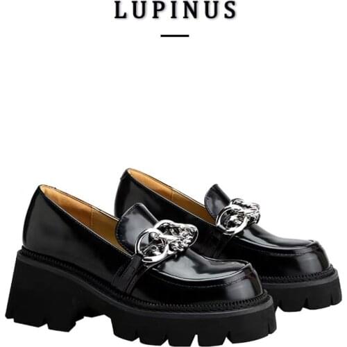 Metal Chain Design Chunky Platform Mary Jane Shoes Women Retro Square Toe Loafers Women INS Style Slip-on Women Shoes 2021 New