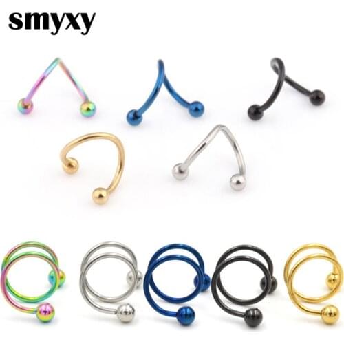 1Pcs Punk Medical steel Screw Ball Earring Ear Cartilage Helix Lip Nose Rings Piercing S Spiral Twister Barbell Earring Jewelry