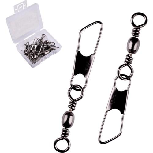 10 Pcs/ Box Brass Barrel Fishing Swivels Solid Rings Fishing Pin Line Connector Fishhook with Interlock Snap Swivel Tackle Tool