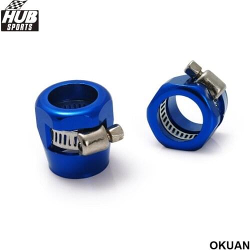 10PCS/LOT AN4 13mm Push On Hose End Cover + Clamp Adapter Blue Aluminum Anodize Fitting HU-OKUAN4