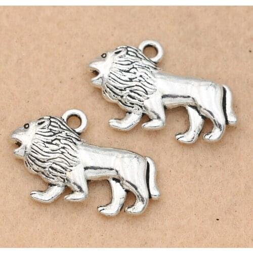 5pcs Tibetan Silver Plated Animals Lion Charms Pendants Jewelry Making Bracelet Accessories Diy Jewelry Findings 29x19mm
