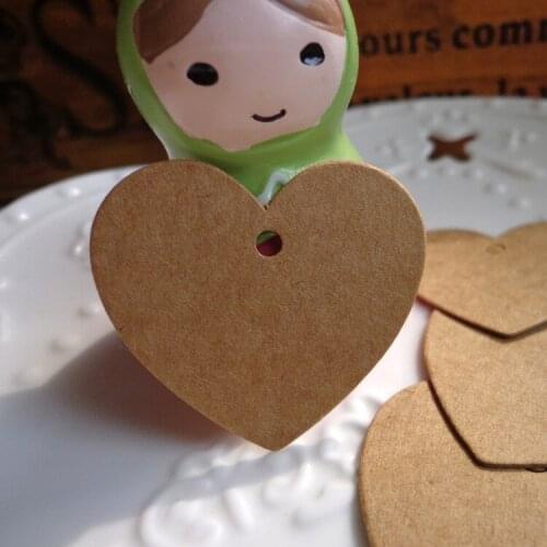 50pcs Love Gift Tags Kraft Paper Tags Heart Shape Party Decoration Handmade Paper Hang Tags Cards DIY Label Gift Box Decoration