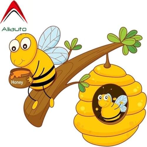 Aliauto Funny Car Sticker The Bee Sits on The Branch and Eats Honey Fashion Decal Accessories PVC for Kia BMW Benz,13cm*12cm