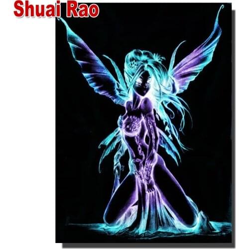 5d Diy Diamond Painting Fantasy"Fluorescent Angel"Full Sqaure Round Drill Cross Stitch Embroidery Rhinestone Mosaic Elf Art