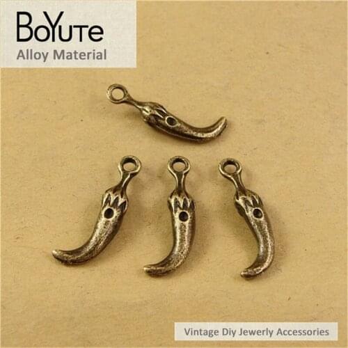 BoYuTe (50 Pieces/Lot) 24*5MM Antique Bronze Alloy Pepper Pendant Charms for Jewelry Making fit Diy Necklace Bracelets Handmade
