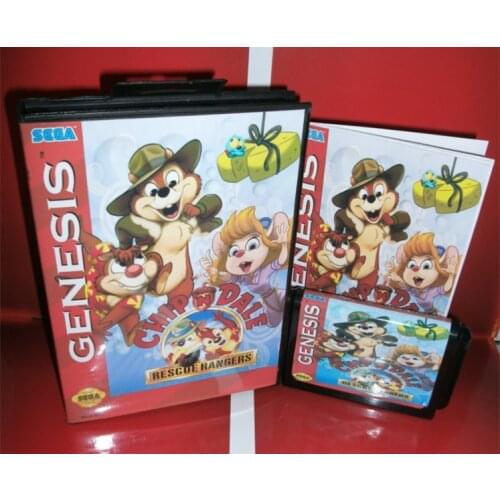 Chip 'n Dale - Rescue Rangers US Cover with Box and Manual For Sega Megadrive Genesis Video Game Console 16 bit MD card