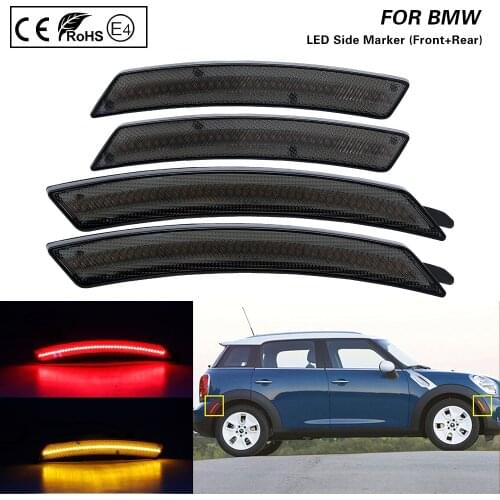 For Mini R55 R56 R57 R58 R59 R60 R61 Front+Rear LED side marker light smoke lens Amber/Red US Version 4X