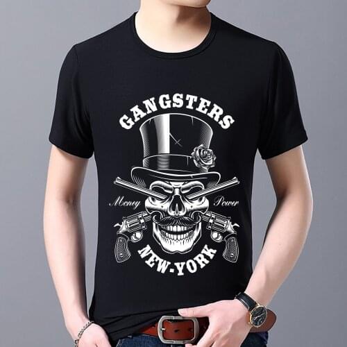 Tshirts for Man Gothic Style Skull Pattern Print Series Male T-Shirt Casual Black All-match Basis Short Sleeve Top Mens Clothes