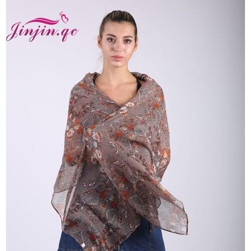 Jinjin.QC 2019 Fashio Women Scarf Viscose Scarves and Wraps Floral Bandana Oversize Echarpe Foulard Femme Drop Shipping