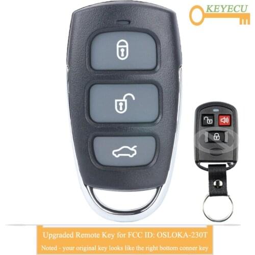 KEYECU Upgraded Keyless Entry Remote Control Car Key for Hyundai Elantra 2004 2005 2006, Fob 3 Buttons - FCC ID: OSLOKA-230T