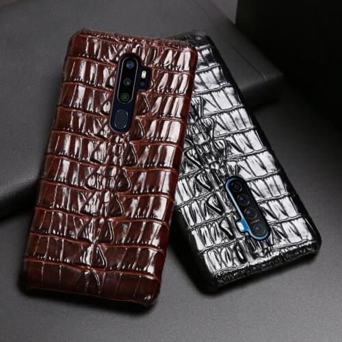 Leather Phone Case For OPPO Find X2 R15 R17 Reno Z 2 2Z 2F 3 4 Pro Ace 2 A5 A9 2020 A11X K3 K5 Cowhide Crocodile Tail Cover