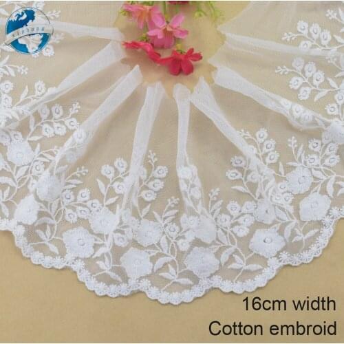16cm wide Cotton embroid lace edge sewing ribbon guipure trim wedding lace DIY Garment Accessories french african doll lace#3939