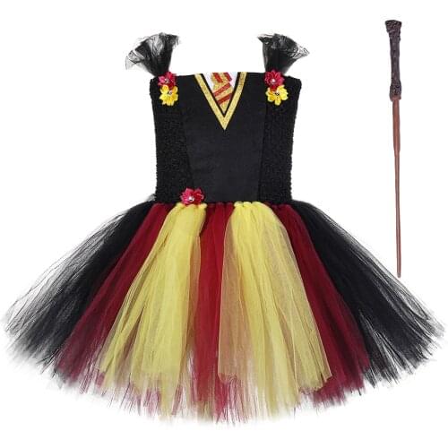 Little Wizard Girls Tutu Dress Outfit with Magic Wand Children Carnival Halloween Costumes for Kids Girl Princess Fancy Dresses