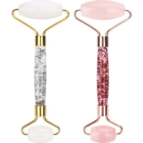 Massager for Face Jade Roller Pink White Green Natural Stone Facial Roller Body Back Beauty Skin Care Slimming Massagers Roller