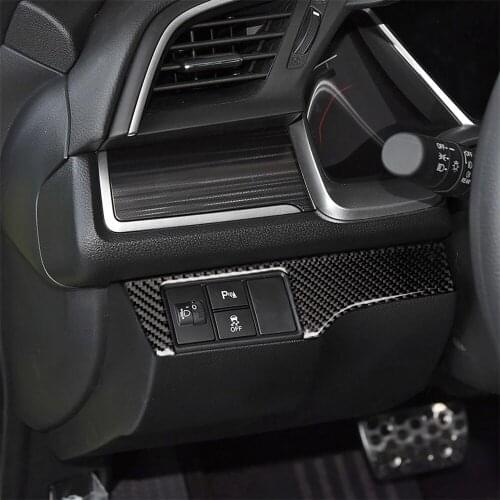 Car Interior Decoration Stickers Headlight Switch Pannel Cover Trim for Honda Civic 2016-2019 Carbon Fiber Stylish Inner Decal