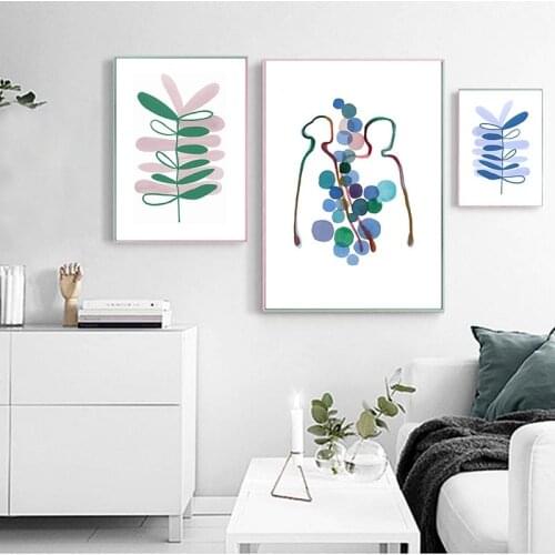 Minimalist style Wall Art Pictures Fresh Watercolour Blue Botanical Print and Poster Canvas Painting Modern Bedroom Home Decor