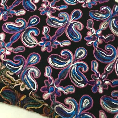 NEW fashion Multicolor Woollen fabric Embroidery fabric 3D for dress DIY garment accessories 1 meter