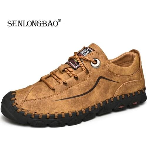 New Comfortable Men Casual Shoes Men Lace-up Loafers Quality Leather Mens Shoes Men Flats Hot Sale Moccasins Shoes Size 38-46