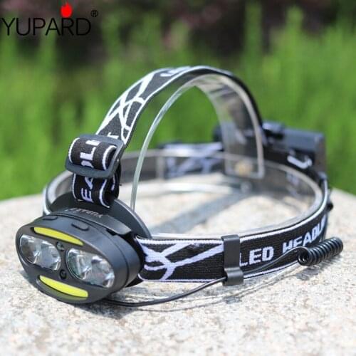 New T6 LED Strong Headlight Infrared Sensor Headlight USB Rechargeable Headlight Searchlight Fishing Headlight