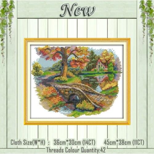 Autumn scenery decor diy painting counted print on the canvas DMC 11CT 14CT kits chinese Cross Stitch embroidery needlework Sets