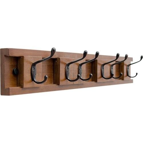 Movable Wall Hook Solid Wood Clothes Key Holder Wall Hanger Bathroom Kitchen Hangers Hook Rack Vintage Home Decor Towel Hanger