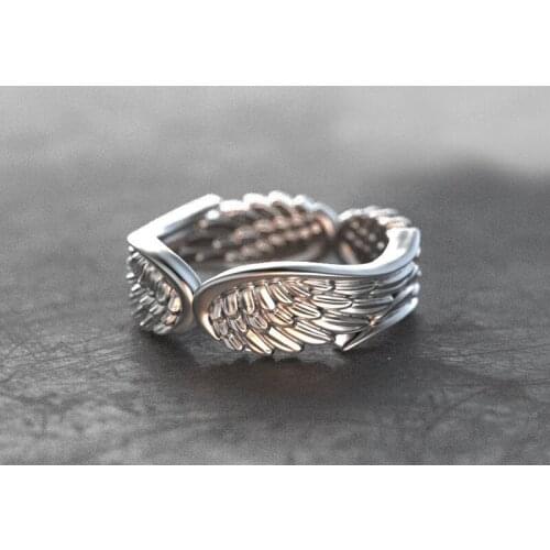 Simple Design Silver Plated Angel Wings Rings for Men Women Gothic Steampunk Party Anniversary Ring Unisex Charm Jewelry Gift